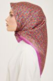 Armine Pembe-Bakır Mini Çiçek  Desen Sura İpek Eşarp 9134-03