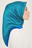 Armine Saks Mavisi Mini Çiçek  Desen Sura İpek Eşarp 9134-53