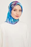 Armine Mavi Mor Batik Desen Tivil İpek Eşarp 9136-03