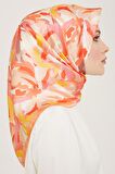 Armine Toz Pembe-Yavruağzı Karma Desen Tivil İpek Eşarp 9140-50