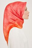 Armine Pembe-Turuncu Yazı Desen Tivil İpek Eşarp 9142-81