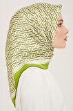 Armine Soft Yeşil Geometrik Desen Sura İpek Eşarp 9149-54