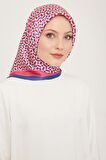 Armine Lacivert-Şeker Pembe Geometrik Desen Tivil İpek Eşarp 9151-03