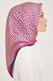 Armine Lacivert-Şeker Pembe Geometrik Desen Tivil İpek Eşarp 9151-03