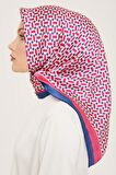 Armine Lacivert-Şeker Pembe Geometrik Desen Tivil İpek Eşarp 9151-03