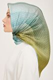 Armine Soft Yeşil Geçişli Monogram Desen Sura İpek Eşarp 9104-84