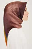 Armine Kahverengi Geçişli Monogram Desen Tivil İpek Eşarp 9104-21