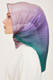 Armine Lila Geçişli Monogram Desen Tivil İpek Eşarp 9104-83