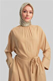 Armine Kolu Bütün Viskon Tencel Elbise 24Y9821 Camel