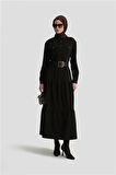Armine Kemerli Elbise 24K9909 Kahverengi