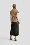 Armine Beli Büzmeli Yelek 24K4203 Camel