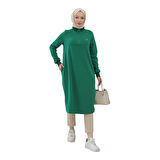 Kadın Kolları Ribanalı Yarım Fermuarlı Tunik 24KT436