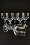 Lombardino Bohemia Kristal 6'lı Kahve Yanı Su Bardağı Gold – 0150