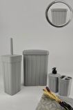 Digithome 4 Parça Fitilli Banyo Seti Gri - KIRANDA 6 C320.037