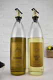 Lombardino Vetro 2'li Zeytinyağı Sıvıyağ Şişesi Gold Etiket Gold Tıpalı Yağdanlık 1000 ml C320.016