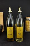 Lombardino Vetro 2'li Zeytinyağı Sıvıyağ Şişesi Gold Etiket Gold Tıpalı Yağdanlık 1000 ml C320.016