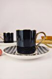 Digithome Kosova Porselen 6’lı Kahve Fincan Takımı Siyah Beyaz - KGP-093