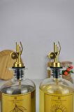 Lombardino 2'li Zeytinyağı Ve Sıvıyağ Şişesi Otomatik Kapak Gold Etiketli Yağdanlık 500 ml C1-1-289