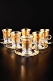 Digithome Gawa Tea Glass Set of 6 Handles 18 Parça Cam Çay Bardak Seti Takımı Gold Yaldızlı – C320.004