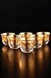 Digithome Gawa Tea Glass Set of 6 Handles 18 Parça Cam Çay Bardak Seti Takımı Gold Yaldızlı – C320.004