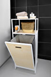 Digithome Metal Kirli Sepetli 2 Raflı Çok Amaçlı Banyo Düzenleyici Raf Organizer Akçaağaç – MRS-006 C1-1-369
