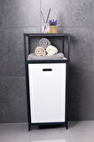 Digithome Metal Kirli Sepetli 2 Raflı Çok Amaçlı Banyo Düzenleyici Raf Organizer Siyah-Beyaz – MRS-010 C1-1-369