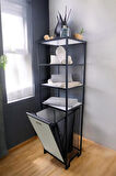 Digithome Metal Kirli Sepetli 4 Raflı Çok Amaçlı Banyo Düzenleyici Raf Organizer Siyah/Beyaz – MRS-014 C1-1-369