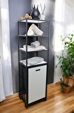 Digithome Metal Kirli Sepetli 4 Raflı Çok Amaçlı Banyo Düzenleyici Raf Organizer Siyah/Beyaz – MRS-014 C1-1-369