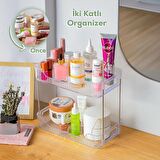 Porsima HMD-002 Çok Amaçlı Banyo Mutfak Organizer Makyaj Düzenleyicisi 2 Katlı Raf