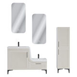 UBM Lotus Lake Kapaklı Boy Dolaplı MDF Banyo Dolabı 115 CM Krem