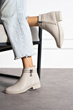 Kadın Tokalı Fermuarlı Rahat Bot Kaymaz Taban PTK013
