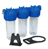 Su Filtresi Aktive Karbon Siliphoslu Kireç Önleyici Yıkanabilir Kartuşlu 3lü 10" - 3/4