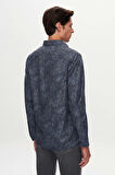 Ds Damat Slim Fit İndigo Baskılı Gömlek 3HC02HD342651