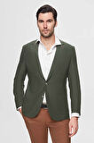 Ds Damat Regular Fit Yeşil Armürlü Çift Yırtmaçlı Yünlü Blazer Kumaş Ceket 3HF04IR224361
