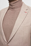Ds Damat Regular Fit Bej Armürlü Çift Yırtmaçlı Yünlü Blazer Kumaş Ceket 3HF04IR224361