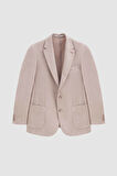 Ds Damat Regular Fit Bej Armürlü Çift Yırtmaçlı Yünlü Blazer Kumaş Ceket 3HF04IR224361