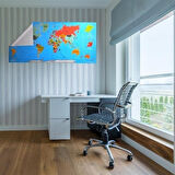 OLLEVRA RenkliAtlas DünyaHaritası Manyetik Yapıştırıcı Gerektirmeyen Duvar Stickerı 118 CM * 56 CM