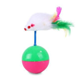 OLLEVRA Kedi Oyun Topu Tüylü Fareli Hacı Yatmaz Eğitici Yavru Kedi Fare Kovalama Oyuncağı