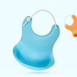 OLLEVRA Dökülme Engelleyici Bebek Mama Önlüğü Bükülebilir Mavi