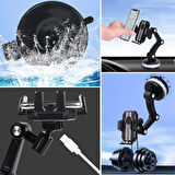 OLLEVRA Araç Içi Vantuzlu Telefon Tutucu Jel Vantuzlu Cama Takılabilen Güçlü 360 Derece Dönebilen Ayarlanabilir