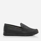 Hakiki Deri Siyah Kadın Loafer