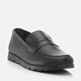 Hakiki Deri Siyah Kadın Loafer