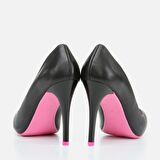 Hakiki Deri Siyah Kadın Stiletto