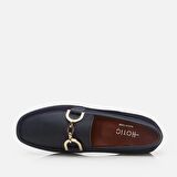 Hakiki Deri Lacivert Kadın Loafer