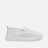Hakiki Deri Beyaz Erkek Loafer