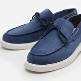 Hakiki Deri Mavi Erkek Loafer