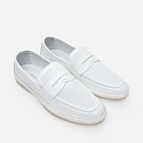 Hakiki Deri Beyaz Erkek Loafer
