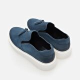 Hakiki Deri Açık Mavi Erkek Loafer