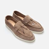 Hakiki Deri Bej Kadın Loafer