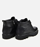 Erkek Deri Siyah Bağcıklı Kalın Tabanlı Casual Bot
